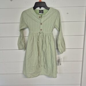 Emma Jean Sage Dress With Bottons And Drawstring Waist